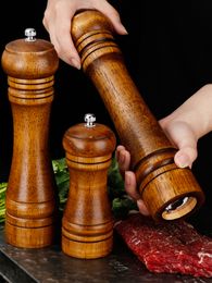 Mills 5" 8" 10" Salt and Pepper Grinder Solid Wood Spice Pepper Mill with Strong Adjustable Ceramic Grinder Kitchen Cooking Tools 230324