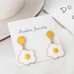 Dangle Earrings & Chandelier Cute Cartoon Poached Egg Japanese Fashion Small Fresh Fried Jewellery Female