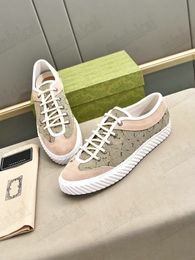 Designer Beige Canvas Shoes Men's Double G sneakers 738992 Suede Trimmed Monogrammed Canvas Sneakers For Men Trainer Italy Designer Platform Shoe