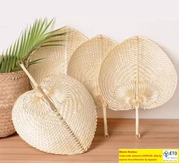 120pcs Party Favour Palm Leaves Fans Handmade Wicker Natural Colour PalmFan Traditional Chinese Craft Wedding Gifts