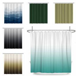 Shower Curtains Gradient Colour Ombre Curtain Modern Abstract Elegant Bathroom Washable Textured Bath With Hooks 230324