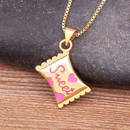 Chains AIBEF Design Enamel Sweet Candy Cubic Zirconia Gold Plated Necklace For Girls Fashion Party Wedding Jewellery Gift Accessories