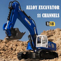ElectricRC Car HUINA 1 16 RC Excavator Vehicle Electric Large Model Alloy Hook Machine 11 Channel Engineering Toy Boy Gift 230325