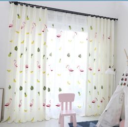 Curtain & Drapes Woven Nordic Shading Curtains For Girls Bedroom Tulle Living Room Children Red-brids Embroidered Thick