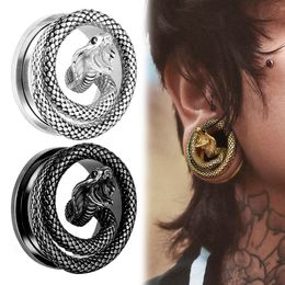 Nose Rings Studs Giga 2 PCS Cool Snake Ear Plugs Gauges Expander Stainless Steel Tunnels Stretcher 8mm25mm Body Piercing Fashion Jewellery Gift 230325