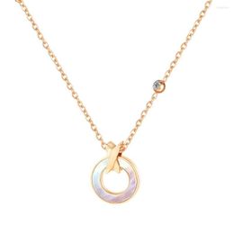 Pendant Necklaces Arrival Pearl Shell Round Necklace Rose Gold Colour Titanium Steel Jewellery Woman Gift Wholesale Not Fade