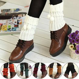 Women Socks Womens Knitted Boot Cuffs Crochet Ball Long Knee Foot Cover Warm Lolita