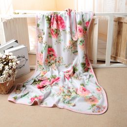 New Designer Cashmere Blankets Luxury Rose Pink Flowers Home Travel Throw Summer Air Conditioner Blanket Beach Blanket Towel Womens Soft Shawl 100*66cm