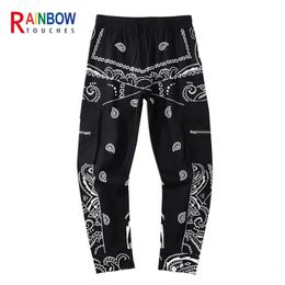 Men's Pants Rainbowtouches Pants Mens High Street Hip Hop Bandana Paisley All Over Print Multi Tooling Pocket Slim Casual Trend Comfortable 230325