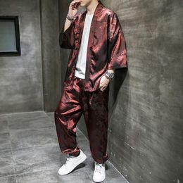 Men's Tracksuits MrGB Men Chinese Style Suit 2023 Fashion Short Sleeve Jackets Pants Male Casual Oversize Clothing Vintage