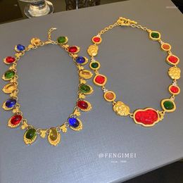 Choker 2023 Luxury Gold Colour Red Green Resin Irregular Geometric Simple Casual Punk Statement Necklace Party Wedding Jewellery