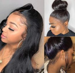 360 Spitzenperücken brasilianisches menschliches Haar vor Plucke für schwarze Frauen synthetische gerade Spitzen -Vorderperücken mit Babyhair4456562