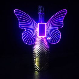 RGB Color LED Strobe Baton Glowing Butterfly Wings Lamps Champagne LED Sparkler light Flash Stick Service Bottle Topper Light