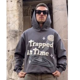 Mektup Sweatshirt Kırık Gezegen Hoodies Baskı Hoodie Haruku Retro Retro High Street Gevşek Kazak Büyük boy erkekler sweatshirt köpük y2k