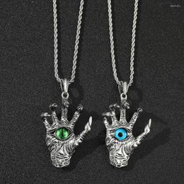 Chains Retro Pendant Titanium Steel Domineering Demon Hand Dragon Claw Blue Eye