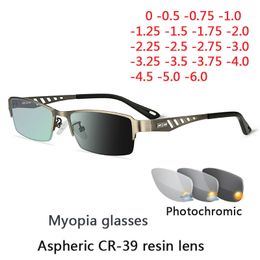 Sunglasses Frames Pochromic Eye Glasses Men Women Myopia Eyeglasses Finished Students Short Sight Eyewear 0 05 1 125 15 175 2 230325