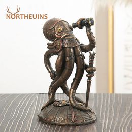 Decorative Objects Figurines NORTHEUINS Resin Steampunk Cthulhu Mechanical Traveler Octopus Figurines Giant Kraken Marauder Simulation Home Living 230324