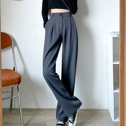 Women's Pants Capris Lucyever Spring Summer Wide Leg Loose High Waist Casual Trousers Woman Korean Style Solid Office Straight 230325