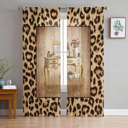 Curtain Leopard Print Dressing Table Sheer Curtains For Living Room Bedroom Kitchen Decoration Window Voiles Organza Tulle