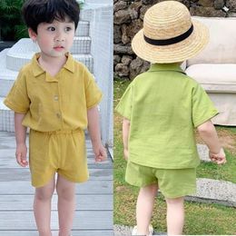 16080 New Summer Baby Boys Cotton Clothes Set Short Sleeve Shirt With Shorts Kids 2pcs Set Children Boy Outfits