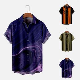 Men's Casual Shirts Mens Printed Hawaiian Short Sleeve Button Down Beach Shirt For Man Under Extra Small Men Long T