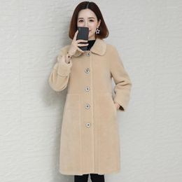 Women's Fur Women's & Faux Coat Real Winter Sheep Shearing Wool Jacket Korean Long Coats And Jackets Women Clothes 2023 HK00029-4