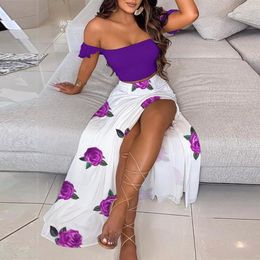 Women's Swimwear Sexy Off Shoulder Tops Split Skirt Suit Summer Party Two Piece Set Style Fit Material Pattern Type Release Date Origin Age 220325