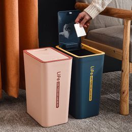 Waste Bins Garbage Can Square Waste Toilet Trash Bin with Lid Kitchen Garbage Basket Bathroom Home Recycling Compost Dustbin Rubbish Cube 230325