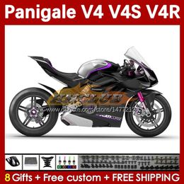 Motorcycle Fairings For DUCATI black glossy Street Fighter Panigale V4S V4R V 4 V4 S R 18 19 20 Body 41No.50 V4-S V4-R 18-22 V-4S V-4R 2018 2019 2020 Injection Mould Bodywork