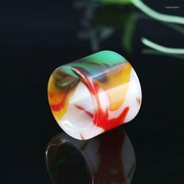 Cluster Rings Natural Multicolour Jade Ring Thumb Jadeite Jewellery Men Stone Hand Carving Fashion Amulet Women Gifts