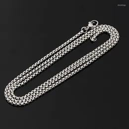 Chains 1pc Silver Plated Hip Hop Punk Style Square Box Necklace 45cm/55cm/60cm/70cm/DIY Metal Jewellery Crafts Findings For Woman And Man