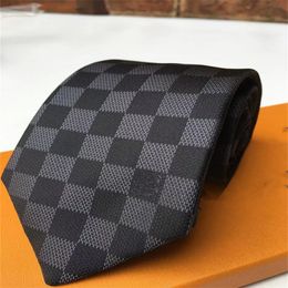 SSYY NEU 2023 Cravattino Krawatte Herren Luxus Krawatte Damier gesteppte Krawatten Plaid Designer Krawatte Seidenkrawatte mit Schachtel Schwarz Blau Weiß