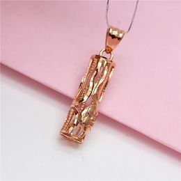 Chains Classic Design 585 Purple Gold Plated 14K Rose Chinese Style Bamboo Pendant Necklace Clavicle Chain Jewelry For Woman