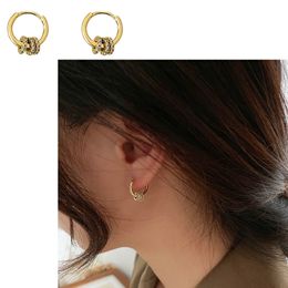 Nose Rings Studs Leosoxs 1 Pair Korean Dongdaemun Earrings Geometric Metal Circle Buckle Temperament Fashion Simple Ins Accessories 230325