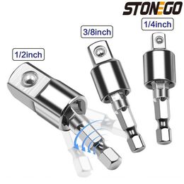 STONEGO 1PC/3PCS 1/4" 3/8" 1/2" Electric Wrench Drill Socket Adapter Rotatable Square Converter Tool for Impact Driver