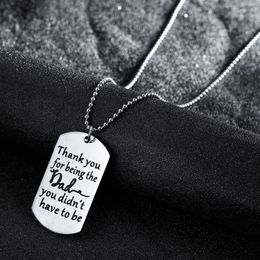 Pendant Necklaces Thank You For Being The Dad Didn't Have To Be Necklace Dog Tag Daddy Father's Day Gifts Jewellery Stainless Steel