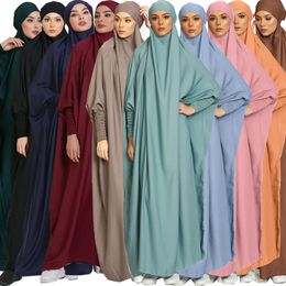 Ethnic Clothing Eid Hooded Muslim Women Hijab Dress Prayer Garment Jilbab Abaya Long Khimar Full Cover Ramadan Gown Abayas Islamic Clothes Niqab 230325