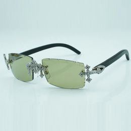 Cross diamond cool sunglasses 3524031 with natural black wooden legs and 57 mm cut lens