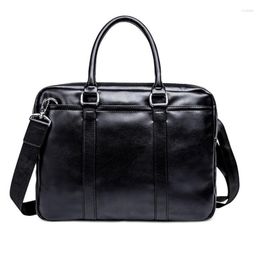 Briefcases Pu Bag Hand Carry Men Messenger Leather Briefcase Black Shoulder Beg Fashion Business Sling Casual Travel