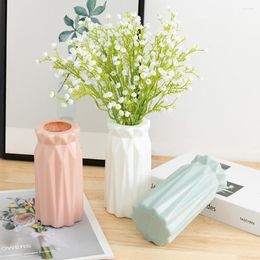 Vases Nordic Plastic Vase European Imitation Rattan Pot Unbreakable Anti-Ceramic Flower Simplicity Basket Arrangement Home Decor