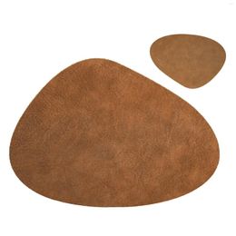 Table Mats Inyahome Cowhide Grain Shaped Leather Placemat And Set Of 1/4/6 Oilproof Mat Scandinavian Anti-skid Dinner