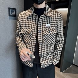 Men's Jackets Brand Clothing Men spring High Quality Casual Plaid Jackets/Male Slim Fit Fashion Lapel British Style Coats Hombre S-3XL 230325
