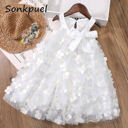 Girl's Dresses Summer Girls 2022 New Kids Sleeveless White Mesh Butterfly Princess Children Girl Birthday Wedding Party Costume Y2303