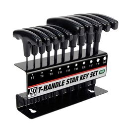 WOZOBUY 10pc Metric or Inch T-Handle Hex Key Allen Wrench Tool Set Star with Convenient Stage Stand