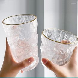 Wine Glasses 2PCS Glacier Pattern Glass High Quality Nice Appearance Level Water Cup Juice Drink Ins Coffee Beer