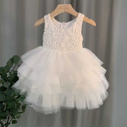 Girl's Dresses Summer Baby Sleeveless Vest Children White Wedding Tulle Skirt Little Princess Kids Dance Y2303