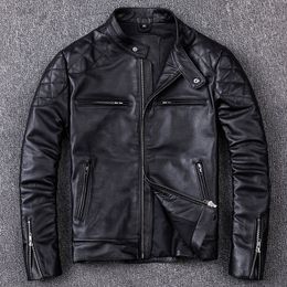 Men's Leather Faux Spring and Autumn Natural Cowhide Jacket Men Motorcycle Jackets Biker Clothing Man Slim Real Coat 230324