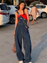 Women's Jeans Y2K Korean Fashion Overalls Women Denim Autumn Loose Wide Leg Pant Vintage Female Blue Baggy Pants Aesthetic 230325