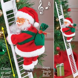 Electronic Plush Toys Santa Claus Climbing Ladder Single Electric Ladder Santa Claus Glowing Santa Claus Kid Toy Children Christmas Gifts 230325