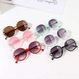 Fashion eyewear Kids Round Metal Children Pearl Sunglasses Girl Boy Cute Eyewear Fashion Sun Glasses Shade UV400